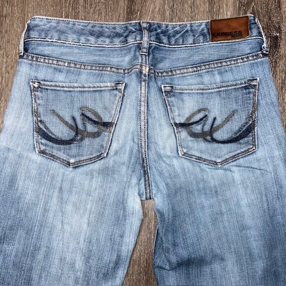 Express Jeans Womens 4L Blue Medium Wash Low Rise Stella Skinny Jeans - Picture 8 of 8